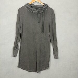 Anama Tunic Sweater Womens Medium Charcoal Gray Fleece Lined Cowl Neck Outerwear